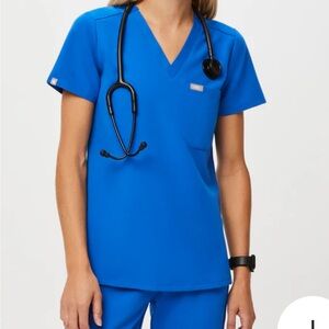 Small Figs Royal Blue Catarina One-Pocket V-Neck Scrub Top